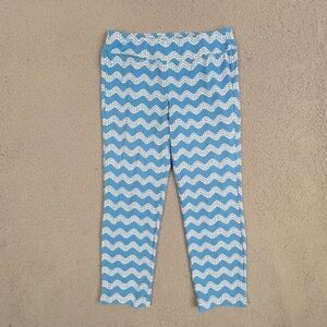 J MCLAUGHLIN WOMENS STRETCH PANTS SIZE M LIGHT BLUE WITH WHITE DESIGN
